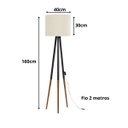 Ver imagem 2 de Luminaria Ranna Tripé em Ferro e Madeira Cúpula em Tecido:palha