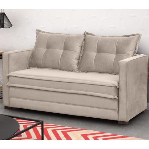 Sofá Cama Casal Articulável 2 Lugares Londres Suede Bege - D'monegatto Dmonegatto