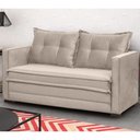 Ver imagem 1 de Sofá Cama Casal Articulável 2 Lugares Londres Suede Bege - D'monegatto Dmonegatto