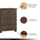 Ver imagem 3 de Cômoda Decorativa Madeira Maciça Naipe 4 Gavetas Café - G74 - Gran Belo