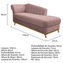 Ver imagem 5 de Kit Diva Recamier Vanessa 160cm Lado Direito e 02 Poltronas Laura Linho Cor Rosê