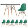 Mesa Redonda Eames 120 Cm Preto + 6 Cadeiras Eiffel Dsw Verde Escuro - 1