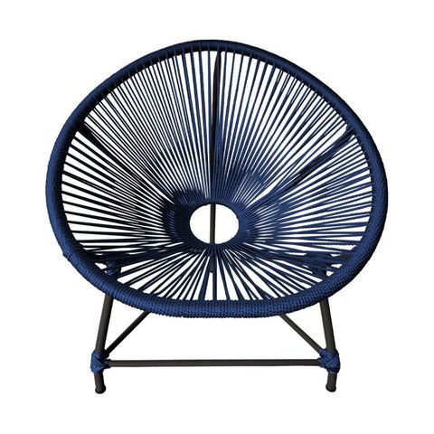 Cadeira Acapulco Corda Náutica Base em Alumínio Preto/azul Marinho