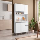 Ver imagem 1 de Armário de Cozinha Compacta 105cm 6 Portas 1 Gaveta Modulada Márcia MDP Branco Completa