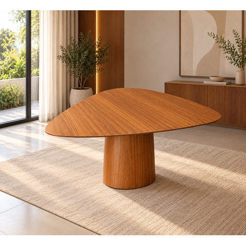 Mesa de Jantar Orgânica Canya 100x105cm em MDF Freijó