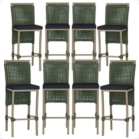 8 Banqueta em Alumínio Roma Fendi Corda Náutica Tecido 12