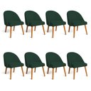 Ver imagem 1 de Kit 08 Cadeiras Poltrona de Jantar Luna Suede Verde Pés Palito Castanho