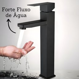 Torneira Banheiro Preto Fosco Monocomando Alta Simples Luxo - 3