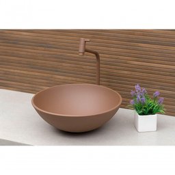 Cuba Para Banheiro De Vidro Redonda 35 Cm Cor:Marrom Matte - 1