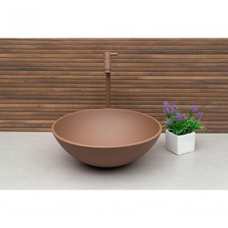 Cuba Para Banheiro De Vidro Redonda 35 Cm Cor:Marrom Matte - 3