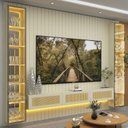 Ver imagem 1 de Estante Ripado para TV até 84" com LED 322cm x 250cm 100% MDF Majestade/Nativ