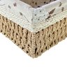 Kit 3 Cestos Organizadores Decorativos Rattan Forrado C/ Tecido Multiuso Porta Trecos Luxo Bege - 6