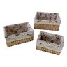 Kit 3 Cestos Organizadores Decorativos Rattan Forrado C/ Tecido Multiuso Porta Trecos Luxo Bege - 3