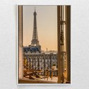 Ver imagem 2 de Quadro Decorativo Moderno Torre Eiffel Pela Janela Com Moldura e Sem Vidro 60X90