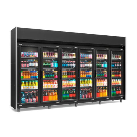 Refrigerador Vertical Auto Serviço 2340 litros All Black com Led Frost Free GEAS- 6 Portas LB PR