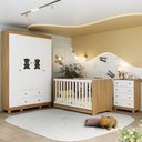 Ver imagem 1 de Quarto de Bebê Completo com Berço Americano 3 em 1 Fofura Multimóveis Mp4649 Madeirado/branco