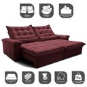 Ver imagem 3 de Sofá Retrátil e Reclinável 2,35m Cama inBox Big Fresh com SoftGel D40 Velupluma Vinho