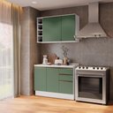 Ver imagem 1 de Armário de Cozinha Compacta Garrafeiro 100% Mdf 120cm Branco/verde Celeste Kappesberg