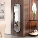 Ver imagem 3 de Espelho Oval com Borda em Courino 137CMX44,5cm Linha 2025 Preto