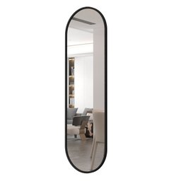 Espelho Oval com Borda em Couro Sintético 137cm X 44,5cm - 1