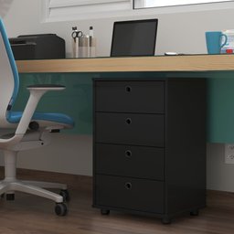 Mesa de Cabeceira Organizador Multiuso 4 Gavetas Preto - 3