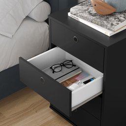 Mesa de Cabeceira Organizador Multiuso 4 Gavetas Preto - 4