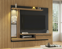 Ver imagem 1 de Painel para TV até 55 Polegadas com LED 160CMX136CM Prateleira de Vidro Denver Preto