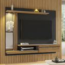 Ver imagem 7 de Painel para TV até 55 Polegadas com LED 160CMX136CM Prateleira de Vidro Denver Preto