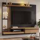 Ver imagem 1 de Painel para TV até 55 Polegadas com LED 160CMX136CM Prateleira de Vidro Denver Preto