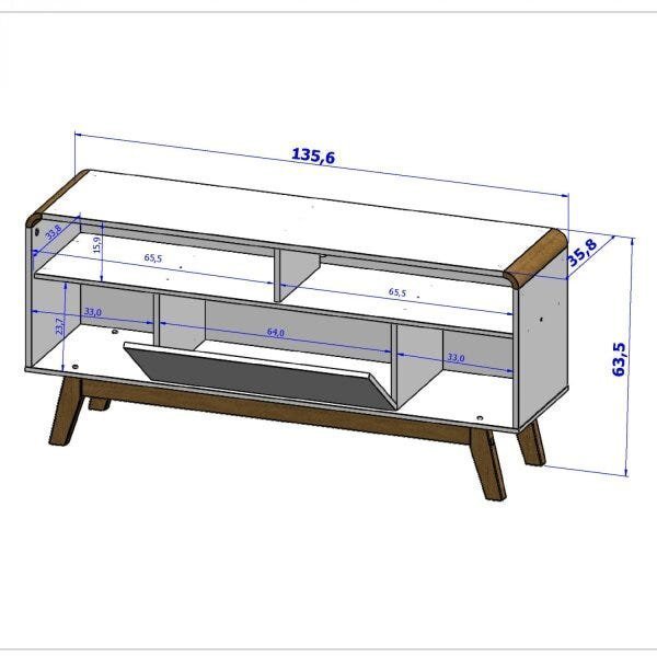 Rack Lazuli para TVs 55 Polegadas Pés Madeira Maciça e Cantos Curvos  - 4