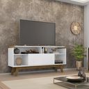 Ver imagem 7 de Rack Lazuli para TVs 55 Polegadas Pés em Madeira Maciça Maciça e Cantos Curvos