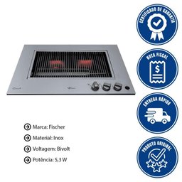 Churrasqueira Cooktop Fischer À Gas Bivolt com Tampa Inox 31200(83551) - 2