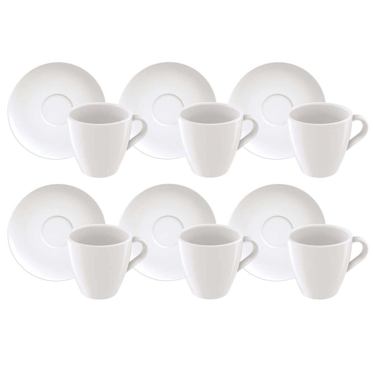 Conjunto 6 Xícaras de Cappuccino com 6 Pires em Porcelana 200ml Tramontina