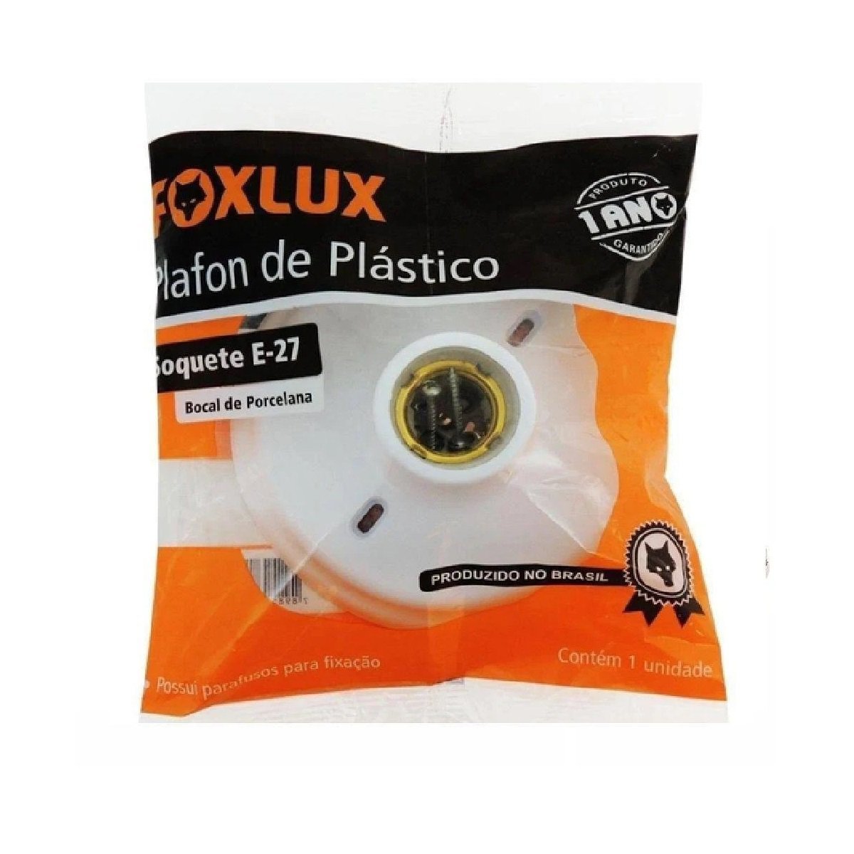 Plafon de Plastico Bocal de Porcelana E-27 Foxlux - 2