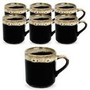 Ver imagem 1 de Jogo de Xicara para Cafe de Porcelana Borda Decorada com 6 Pecas 50ml