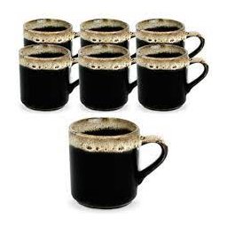 Jogo de Xicara para Cafe de Porcelana Borda Decorada com 6 Pecas 50ml - 1