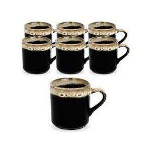 Jogo de Xicara para Cafe de Porcelana Borda Decorada com 6 Pecas 50ml