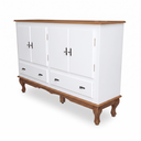 Ver imagem 2 de Balcão 4 Portas 2 Gavetas Maciço MDF Grande Buffet Sala Jantar Pés Luiz Xv Branco - Imbuia