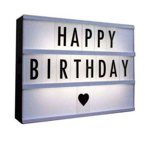 Letreiro Quadro Led Light Box Cinema com 96 Letras e Números