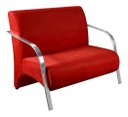 Ver imagem 2 de Conjunto Sevilha 2 Poltronas + 1 Namoradeira Braço Alumínio Decoração Recepção Sala - Suede Vermelho