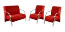 Ver imagem 1 de Conjunto Sevilha 2 Poltronas + 1 Namoradeira Braço Alumínio Decoração Recepção Sala - Suede Vermelho