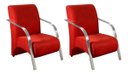 Ver imagem 3 de Conjunto Sevilha 2 Poltronas + 1 Namoradeira Braço Alumínio Decoração Recepção Sala - Suede Vermelho