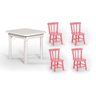 Conjunto Mesinha Infantil Branca com 4 Cadeiras Kids Rosa - 1