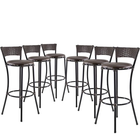 Kit 6 Banquetas Alta Forts Fibra UV e Ferro Edícula, Sacada, Varanda, Restaurante, Lanchonete, Bar -