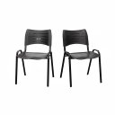 Ver imagem 1 de Conjunto 2 Cadeiras Empilháveis Iso Reforçada para Recepção Cor Preta - Combo Stock