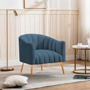 Ver imagem 4 de Poltrona Decorativa Sala de Estar Recepção Senna Linho - Doce Sonho Móveis Cor Azul Royal