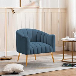 Poltrona Decorativa Sala de Estar Recepção Senna Linho - Doce Sonho Móveis Cor Azul Royal - 4