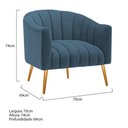 Ver imagem 5 de Poltrona Decorativa Sala de Estar Recepção Senna Linho - Doce Sonho Móveis Cor Azul Royal