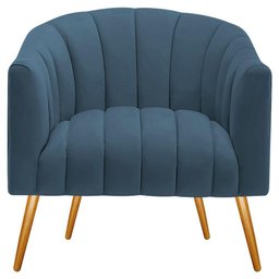 Poltrona Decorativa Sala de Estar Recepção Senna Linho - Doce Sonho Móveis Cor Azul Royal - 1