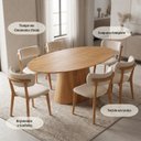 Ver imagem 6 de Conjunto Sala de Jantar Oval Genebra Nozes 1.40x90 6 Cadeiras Carina Yescasa Off White